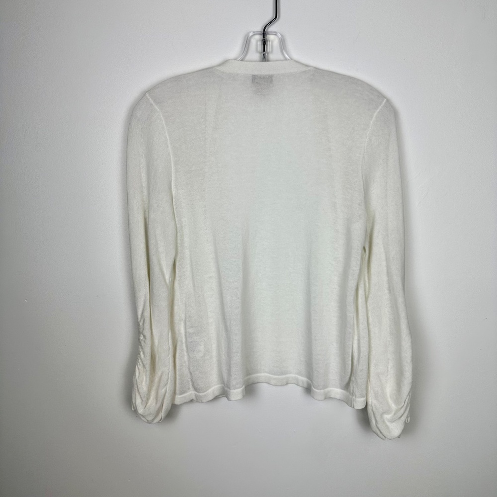 Chico's White Open-Front Lightweight Cardigan - Picture 2 of 8